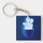 Blauer Kakteen Schlüsselanhänger (Vorderseite)