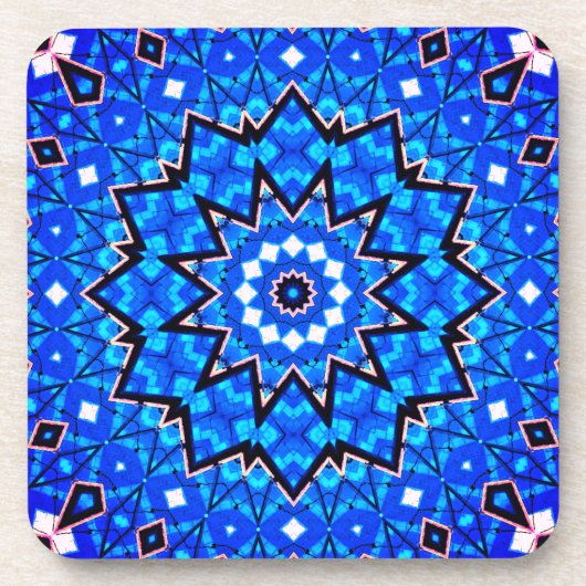 Blauer Kaleidoskop Bright Explosive Blaustars Getränkeuntersetzer (Vorderseite)