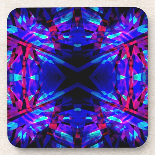 Blauer Kaleidoskop Getränkeuntersetzer (Vorderseite)