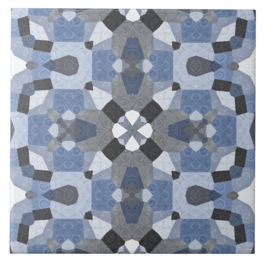 Blauer Kaleidoskop-Keramik Fliese (Vorderseite)