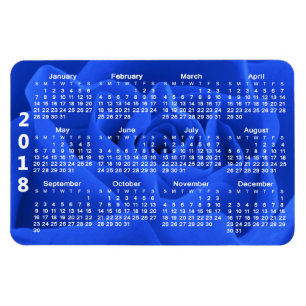 Blauer Kalender der Rosen-Blumenblatt-2018 Magnet
