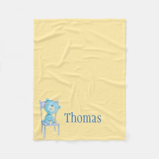 Blauer Kaliko-Bär, der auf Stuhl lächelt Fleecedecke (Vorderseite)