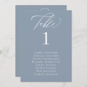 Blauer Kalligrafie-Tischkarte Einladung (Vorne/Hinten)