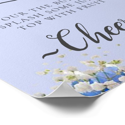 Blauer Kalligraphie Mimosa Bar Sign Poster (Ecke)