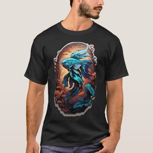 Blauer Kampffischporträt T-Shirt (Vorderseite)