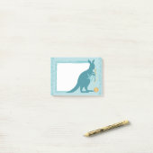 Blauer Känguru-Stricknadelball des Garns Post-it Klebezettel (Auf Schreibtisch)