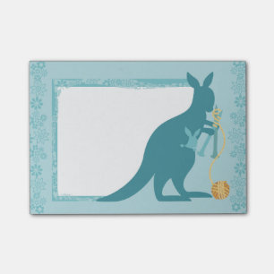 Blauer Känguru-Stricknadelball des Garns Post-it Klebezettel