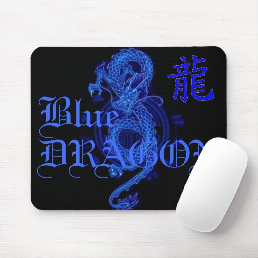 Blauer Kanji-Drache-Buchstabe Mousepad (Mit Mouse)