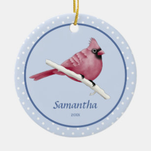 Blauer Kardinal Bird Personalisierter Name Keramik Ornament