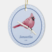 Blauer Kardinal Bird Personalisierter Name Keramik Ornament (Links)