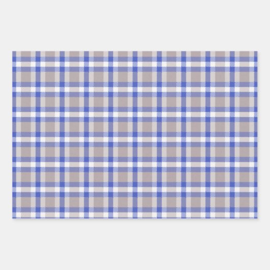 Blauer Kariert Geschenkpapier Set (Vorderseite 2)