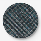 Blauer, karierte oder schräg gestrichelte Streifen Pappteller (Vorderseite)