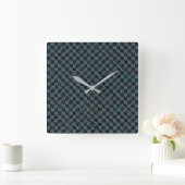 Blauer, karierte oder schräg gestrichelte Streifen Quadratische Wanduhr (Zuhause)