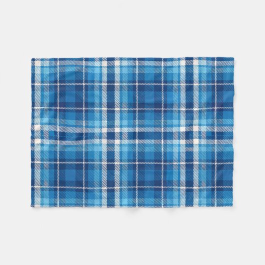 Blauer Karierter Bauernstil Fleecedecke (Vorderseite (Horizontal))