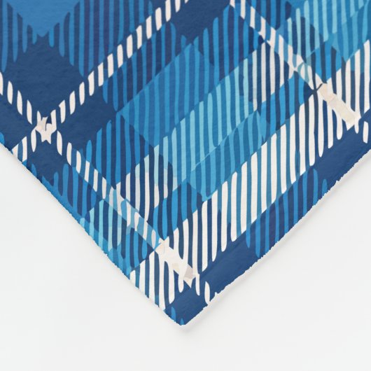 Blauer Karierter Bauernstil Fleecedecke (Ecke)