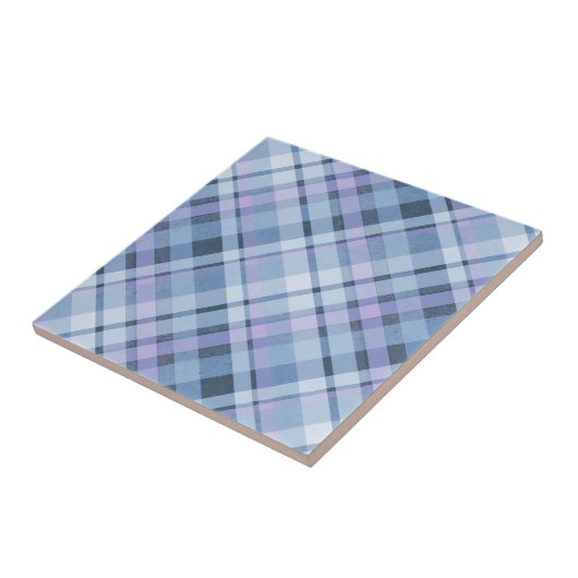 Blauer Karierter, beängstigender Grungelkraut Fliese (Seite)