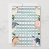 Blauer Karierter Betrieb und Traktor zum Geburtsta Einladung (Rückseite)