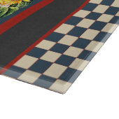 Blauer karierter französischer Land-Hahn Schneidebrett (Ecke)
