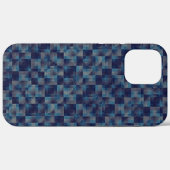 Blauer, karierter Overlay mit Leinwand Case-Mate iPhone Hülle (Rückseite (Horizontal))