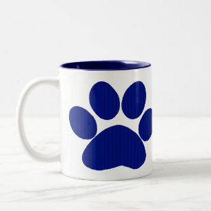 Blauer karierter Tatzen-Druck Zweifarbige Tasse