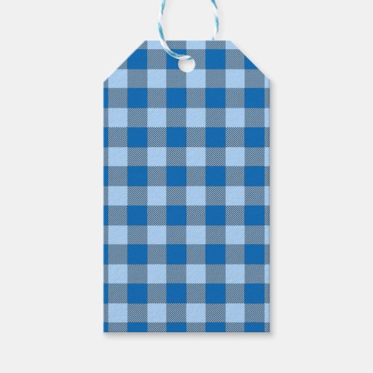 BLAUER KARIERTES MUSTER GESCHENKANHÄNGER (Vorderseite)