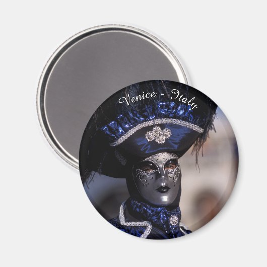 Blauer Karneval - Venedig, Italien Magnet (Vorderseite/Rückseite)