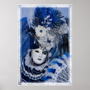 Blauer Karnevalskostüm, Venedig Poster