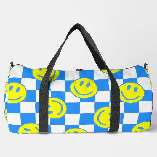 blauer Karo Duffle Bag (Vorderseite)