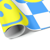 blauer Karo Geschenkpapier (Rolleneckpunkt)