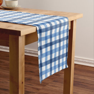 Blauer Karo-Hütten-Charme-kleiner Tabellen-Läufer Kurzer Tischläufer