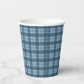 Blauer Karo-Muster-Papierbecher Pappbecher (Vorderseite)