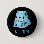 Blauer Käse Funny Food Pun Dark BG Button (Vorderseite)