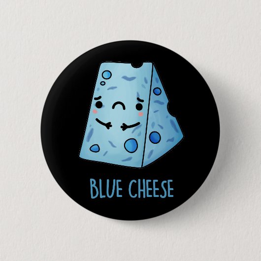 Blauer Käse Funny Food Pun Dark BG Button (Vorderseite)