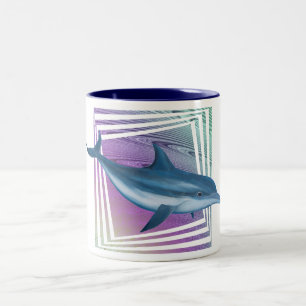 Blauer Kaskaden-Delphin Zweifarbige Tasse
