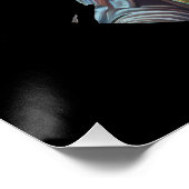 Blauer Katze Astronaut hält Glühmodul Poster (Ecke)