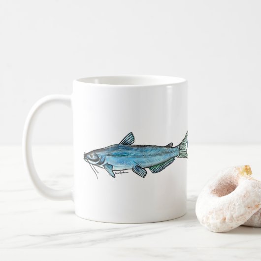 Blauer Katzenwels Kaffeetasse (Mit Donut)