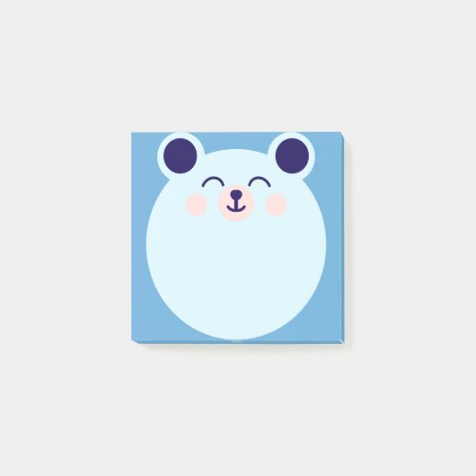 blauer kawaii Bär Post-it Klebezettel (Vorderseite)