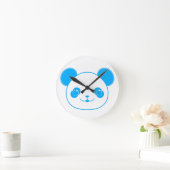 Blauer Kawaii-Panda-Bär Runde Wanduhr (Zuhause)