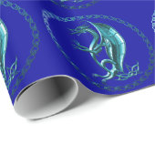 Blauer keltischer Drache Geschenkpapier (Rolleneckpunkt)