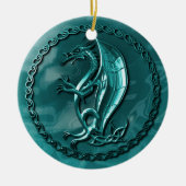 Blauer keltischer Drache Keramikornament (Vorne)