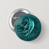 Blauer keltischer Drache-Knopf Button (Vorne & Hinten)