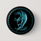 Blauer keltischer Drache-Knopf Button (Vorderseite)