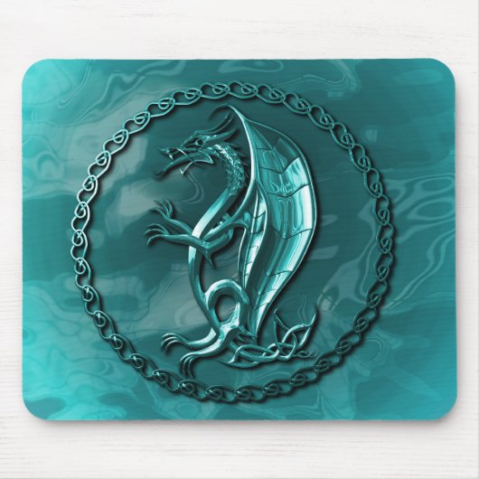 Blauer keltischer Drache Mousepad (Vorne)