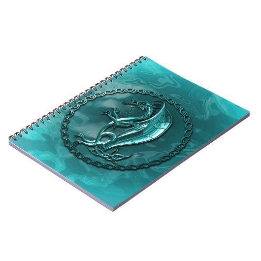 Blauer keltischer Drache Notizblock (Linke Seite)