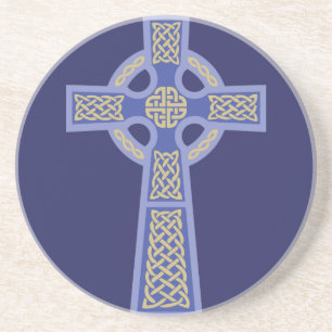 Blauer keltisches Kreuz-Sandstein-Untersetzer Getränkeuntersetzer