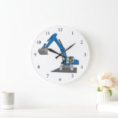blauer Kettenbagger Große Wanduhr (Zuhause)