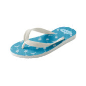 Blauer Kid Flip Flops mit Namen Kinderbadesandalen (Schrägansicht)