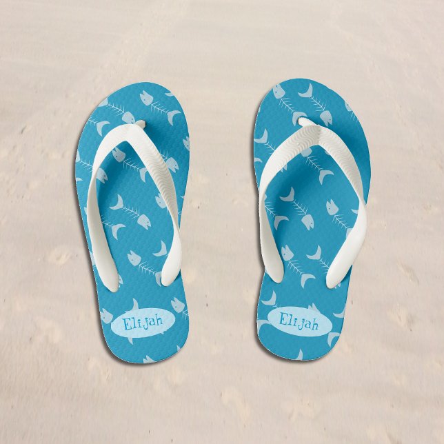 Blauer Kid Flip Flops mit Namen Kinderbadesandalen (Von Creator hochgeladen)