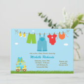 Blauer Kinderdusche Einladung (Stehend Vorderseite)