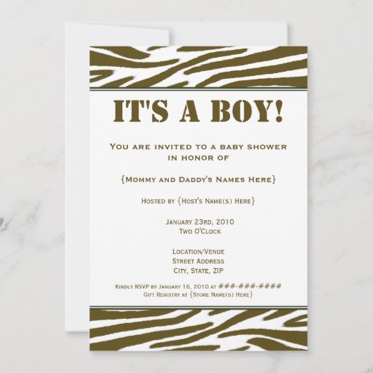 Blauer Kinderdusche Einladung (Rückseite)